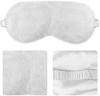 1 Pack Sleep Mask, Eye Shade, Fur Blinkfold, Soft Plush Eye Sleeping Mask for Women, Men, Kids, Boys, Girls (White)
