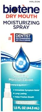 Biotene Moisturizing Dry Mouth Spray, Moisturizing Spray for Dry Mouth and Bad Breath, Gentle Mint - 1.5 fl oz (Pack of 4)