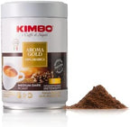 Kimbo Aroma Gold 100% Arabica | Ground Coffee | Medium Dark Roast | 9/13 Intensity | Intense Flavor and Dark Chocolate Notes | 8.8 oz Can