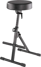 K&M - Konig & Meyer 14060.000.55 Performance Pneumatic Stool - Easily Adjust Cushioned Round Seat and Footrest - Professional Grade for all Musicians - German Made - Black Imitation Leather