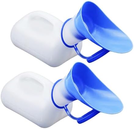Aidapt Unisex Portable Urinal for Male/Female (Pack of 2 Count) 1L Capacity Spill Resistant Thick Plastic Pee Bottles with Easy-Grip Handle