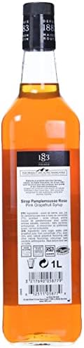 1883 Pink Grapefruit Syrup for Drinks, Made in France, 1 Liter Glass Bottle