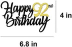 Happy 92nd Birthday Cake Toppers Glitter 92nd Anniversary Cake Topper 92 Years Loved Bday Decorations 92 Gold Birthday Cake Decorations Ninety-two Party Supplies for Women Men(Black Gold)