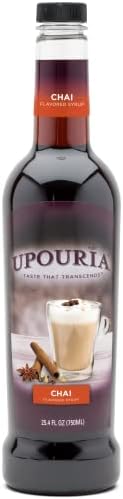 Upouria Chai Syrup Flavoring, 100% Vegan, Gluten-Free, Kosher, 750ml bottle (Pack of 2) with 1 Syrup Pump