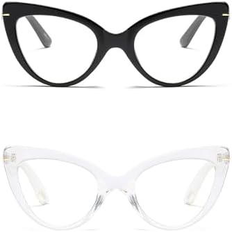 Oversized Cat Eye Reading Glasses for Women Fashion Cute Blue Light Blocking Computer Readers(2 Mixed Color,1.50)