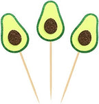 24 PCS Fruit Avocado Cupcake Toppers for Fiesta Fruit Happy Avocado Holy Guacamole Party Birthday Party Wedding Baby Shower Cake Dessert Decorations Supplies Picks