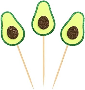 24 PCS Fruit Avocado Cupcake Toppers for Fiesta Fruit Happy Avocado Holy Guacamole Party Birthday Party Wedding Baby Shower Cake Dessert Decorations Supplies Picks