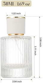 1 Pack Empty Perfume Spray Bottles, 50ML Ribbed Glass Atomizer Spray Bottle for Men and Women, Travel Refillable Perfume Atomizer for Sample Dispenser and Home Decor, White Cap