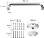 2 Pack 16 Inch Shower Grab Bar, ZUEXT Chrome Stainless Steel Bathroom Grab Bar, Shower Handle, Bathroom Balance Bar, Safety Hand Rail Support - Handicap, Elderly, Injury, Senior Assist Bath Handle