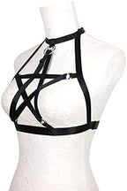 Pentagram Women Harness Bra Hollow Out Elastic Lingerie Body Gothic Strappy Cage Punk Bra