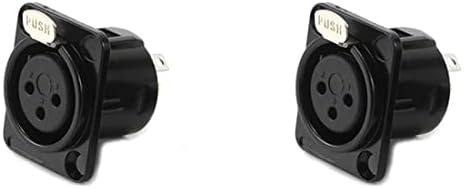 XLR Female Jack 3 Pin Panel Mount Jacks, XLR Female Socket Connector Audio Studio,Black Metal Housing 6Pcs