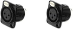 XLR Female Jack 3 Pin Panel Mount Jacks, XLR Female Socket Connector Audio Studio,Black Metal Housing 6Pcs