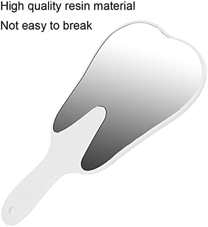Dental Mirror Tooth Shaped Mirror Cute Handle Dental Mirror Dentist Mirror Tool Hand Mirror Dental Accessory for Dental Office Hospital(White)