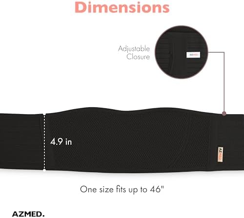 AZMED Maternity Belt Back Support - Adjustable Abdominal Binder for Pregnancy - Belly Band for Pelvic, Waist & Lower Back Comfort - Fits Up to 46 Inches - Black