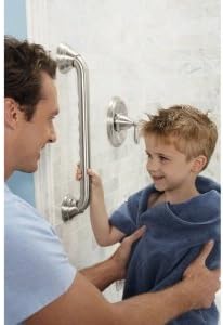 Moen LR8716D3GCH Bathroom Safety 16-Inch Designer Bathroom Grab Bar with Curled Grip, Chrome