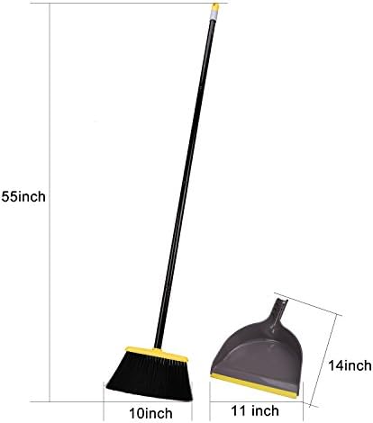 Broom and Dustpan Set,IndoorBroom with Dust pan Combo Set for Home,Angle Kitchen Broom for Floor Sweeping