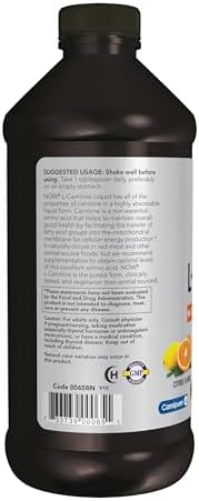 NOW Foods Sports Nutrition, L-Carnitine Liquid 1000 mg, Highly Absorbable, Citrus, 16-Ounce