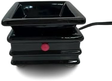 The Candle Daddy Electric Wax Melt and Candle Warmer - Safe No Flame/No Bulb - Square Pagoda Shape Black Ceramic