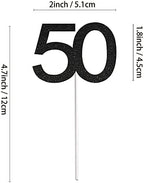 Sumerk 24PCS 50 Cupcake toppers Black Glitter 50th Birthday Cupcake Picks Anniversary Party Decorations