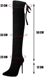 Women's Over The Knee Stretch High Boots Pointed Toe Sexy Stiletto High Heel Lace Up Fall Boots for Cosplay Dance Party