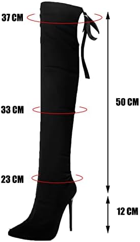 Women's Over The Knee Stretch High Boots Pointed Toe Sexy Stiletto High Heel Lace Up Fall Boots for Cosplay Dance Party