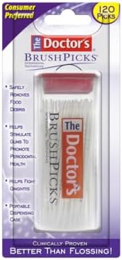 The Doctor's BrushPicks Interdental Toothpicks, Soft Rubber Dental Picks for Teeth Cleaning, Plaque Removal, Gum Care, Easy Grip Handle, 120 Count (Pack of 6)