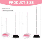 BSKLIN Broom and Dustpan Set House Brooms for Sweeping Indoor Collapsible Broom and Dust Pan Combo for Home Office Kitchen Lobby Floor Pet Hair (Pink)