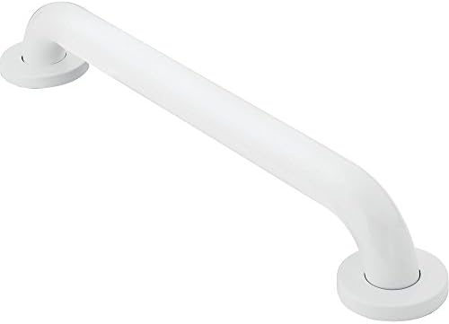 Moen R8712W Bathroom Safety 12-Inch Stainless Steel Bathroom Grab Bar with Concealed Screws, Glacier White