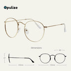OPULIZE SOL Reading Glasses with Blue Light Blocking for Women and Men, Round Metal Frame, Spring Hinges, Computer Gaming Glasses, Gold +2.5 (Pack of 1)