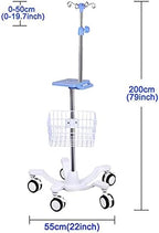 Portable IV Pole Infusion Stand with Wheels and Tray, Stainless Steel Height Adjustable IV Stand Drip Stand for Elderly Home Care,Hospital and Clinic,with Basket