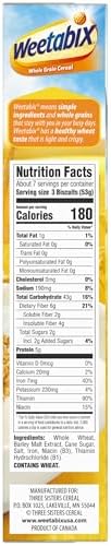Weetabix Biscuits Whole Grain Cereal, Good Source of Fiber, Low in Fat, Heart Healthy, Vegan, Breakfast or Snack, 14 oz