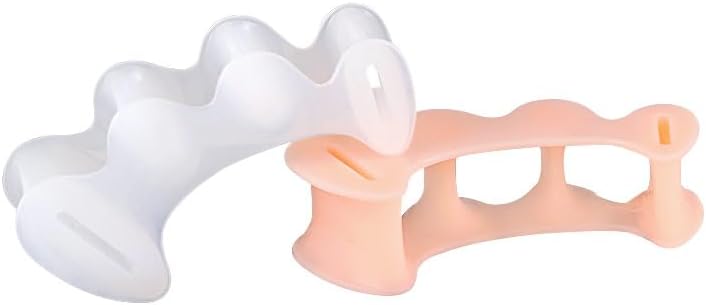 Comfort Plus Silica Gel Toe Spacers, 3-Hole Design for All Day Support, Foot Care Separator for Men and Women, White and Pink (Skin, L)