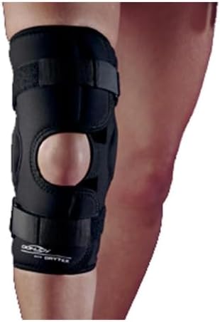 DonJoy Deluxe Hinged Knee Brace, Drytex Sleeve, Open Popliteal (Medium, Black)