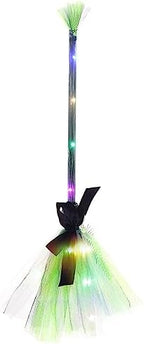 Halloween Witch Broom with LED Light Witches Broomsticks Cosplay Props Costume Accessories for Kid Adult Halloween Decor