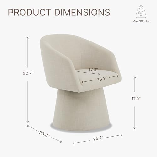 Swivel Dining Chairs Modern Accent Armchair Side Deskchair for Diningroom Vanity Bedroom Livingroom Reading Room,Linen,1 Box