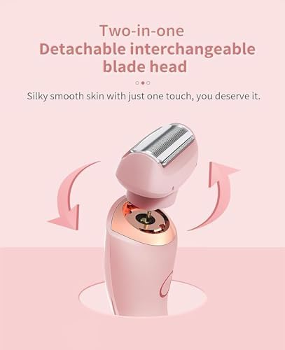 Razor for Women, Razor Women, Electric Shaver, 2-in-1 Waterproof Painless Hair Removal Wet & Dry Shaver (Pink)