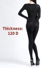 Body Stockings for Women Long Sleeve Full Body Bodysuit Includes Five Finger Glove Bodystocking Velvet 120D