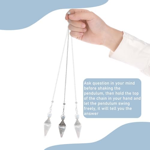COMNICO Healing Crystal Pendulums, Aquamarine Spiritual Hexagonal Pointed Cone Resin Pendants with Chain, Divination Dowsing Tools Witchcraft Energy Balancing Accessories