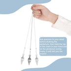 COMNICO Healing Crystal Pendulums, Aquamarine Spiritual Hexagonal Pointed Cone Resin Pendants with Chain, Divination Dowsing Tools Witchcraft Energy Balancing Accessories