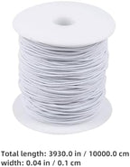 FOMIYES 1mm White Stretch Elastic Thread 2 Rolls 100m Each, Jewelry Making Beading String for Bracelets Necklaces DIY Crafts