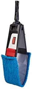 Rubbermaid Commercial Products 18 inch Adaptable Flat Mop Microfiber Pad, Blue, for Janitorial/Professional Cleaners and Light-Duty Cleaning/Mopping with Tab/Pocket Functions