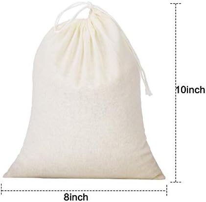 Tatuo 50 Pieces Muslin Bags Cotton Drawstring Bags Sachet Bag for Home Supplies (8 x 10 Inches)