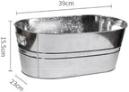 3 Gallon Galvanized Tub Beverage Tubs, Metal Ice Buckets for Cocktail Bar Wine Beer Drink Buckets with Handles Large Tub Ice Bucket for Parties (Silvery)