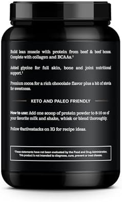 Beef Protein Powder, Chocolate - Dairy Free, 22g Protein, Just 4 Ingredients - Hydrolyzed Beef Isolate for Keto, Paleo & Carnivore Diets - 28 Servings, 2 lb