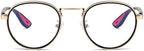 LJCZKA Photochromic Blue Light Blocking Glasses for Women Men Round Glasses Circle Frame Computer Anti Glare Eyeglasses
