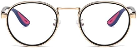 LJCZKA Photochromic Blue Light Blocking Glasses for Women Men Round Glasses Circle Frame Computer Anti Glare Eyeglasses