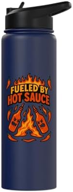 Fueled By Hot Sauce Spicy Food Lover Chilihead Stainless Steel Insulated Water Bottle