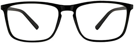 OCCI CHIARI Reading Glasses Men's Rectangle Reader Durable Spring Hinge (Bright Black, 2.50