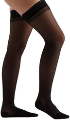 EvoNation Women's USA MadeThigh High Graduated Compression Stockings, 20-30 mmHg – Firm Pressure Sheer Socks, Lace Top Support Hose