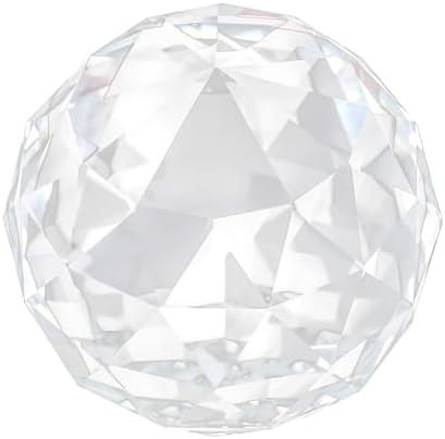 60mm Clear Crystal Ball, Faceted Sphere, Transparent Quartz Divination Tool, Decorative Accent for Home Office Meditation, Feng Shui Decor, Meditation Room, Crystal Therapy Tool